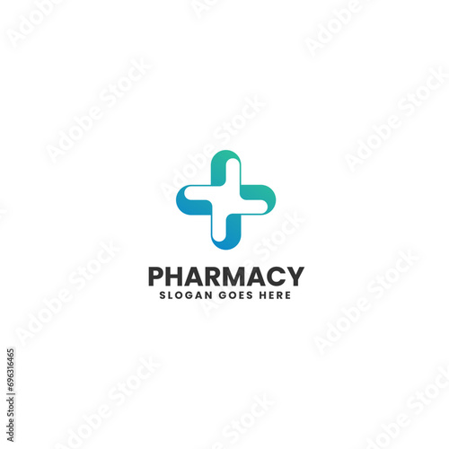 Vector Logo Illustration Pharmacy Gradient Colorful Style