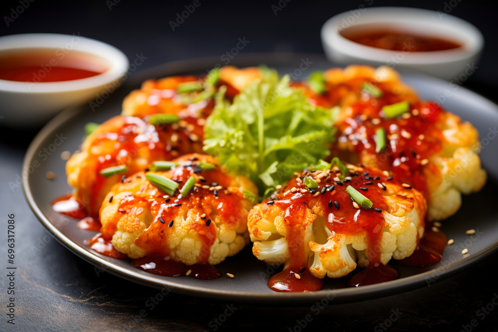 Korean-fried cauliflower with tomato sauce. (Generative AI) Korean-fried cauliflower with tomato sauce. (Generative AI)