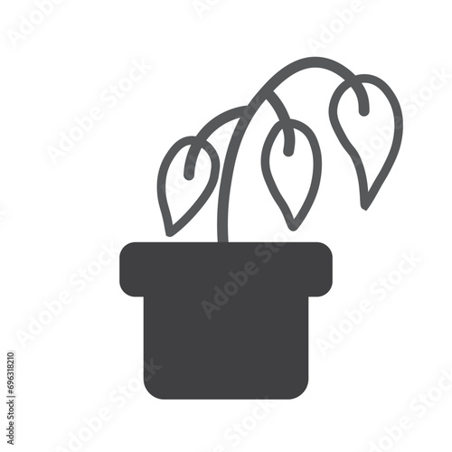 wilted plant icon, dead potted flower, primary drought, thin line symbols - editable stroke vector illustration. eps 10