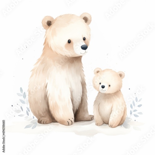 A watercolor painting of a cute  teddy bear  portrait  © Olga