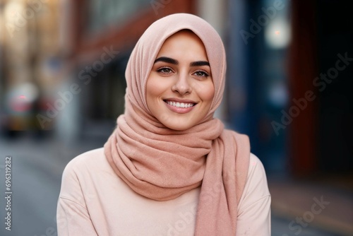 Young beautiful Arab woman in cozy winter sweater