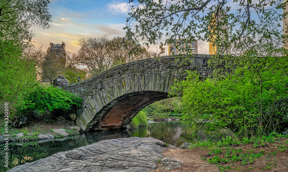 Gapstow Bridge in Central Park,early spring