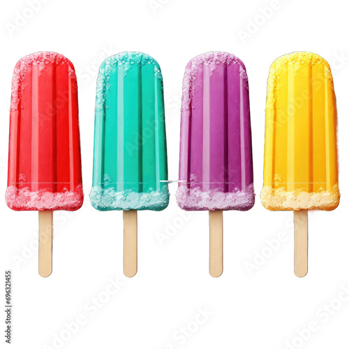 Popsicle Ice Cream Set Different Colors Isolated with alpha Background PNG