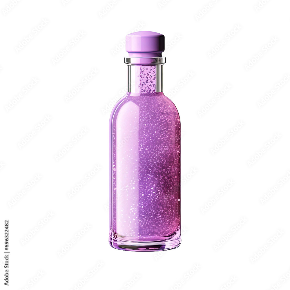 Purple Glass Bottle with Cork Flatlay isolated on transparent background Purple Glass Bottle with Cork Flatlay isolated on transparent background