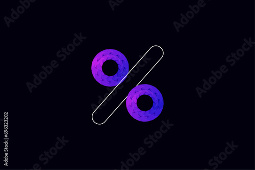 percent minimal logotype, % icon symbol logo, multi-color logo development. pixel logo design