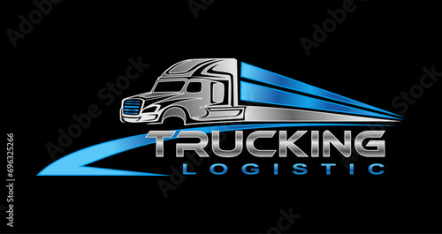 truck trailer transport logistics, delivery design template logo isolated isolated black background