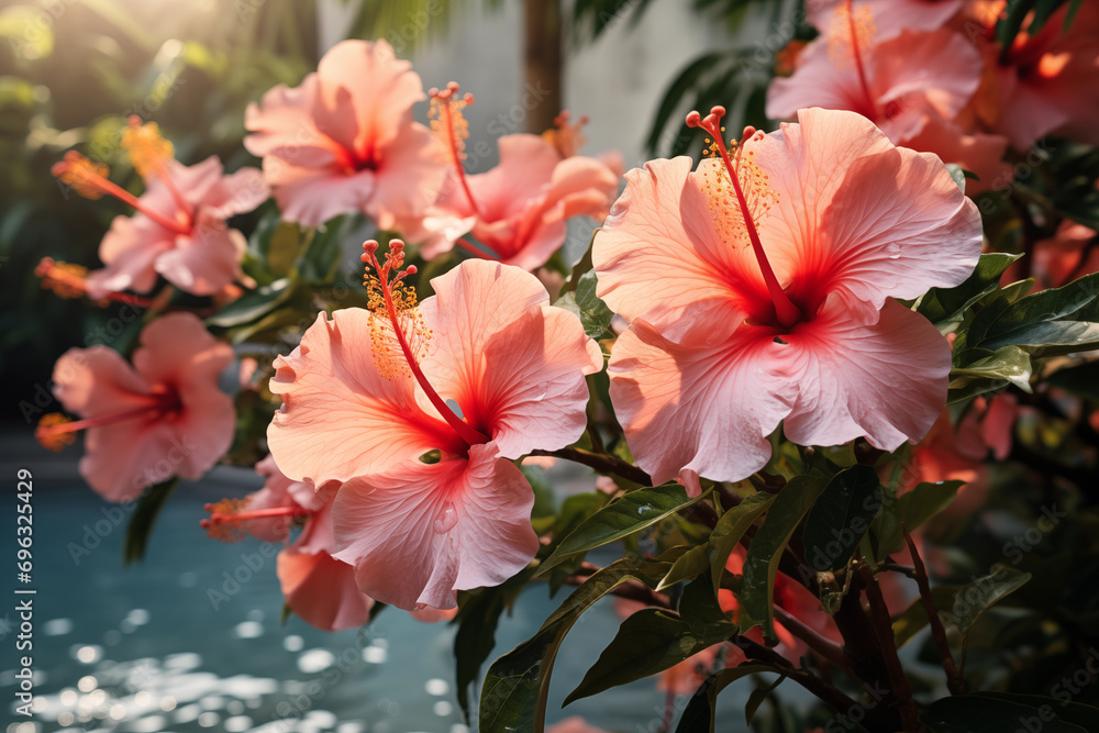Beautiful Peach Fuzz Hibiscus and Peach Hibiscus flower . Captivating Beauty of Peach Fuzz. Enlightenment and universe. With Copy Space for banner, poster, cover, brochure or presentation. Beautiful Peach Fuzz Hibiscus and Peach Hibiscus flower . Captivating Beauty of Peach Fuzz. Enlightenment and universe. With Copy Space for banner, poster, cover, brochure or presentation.