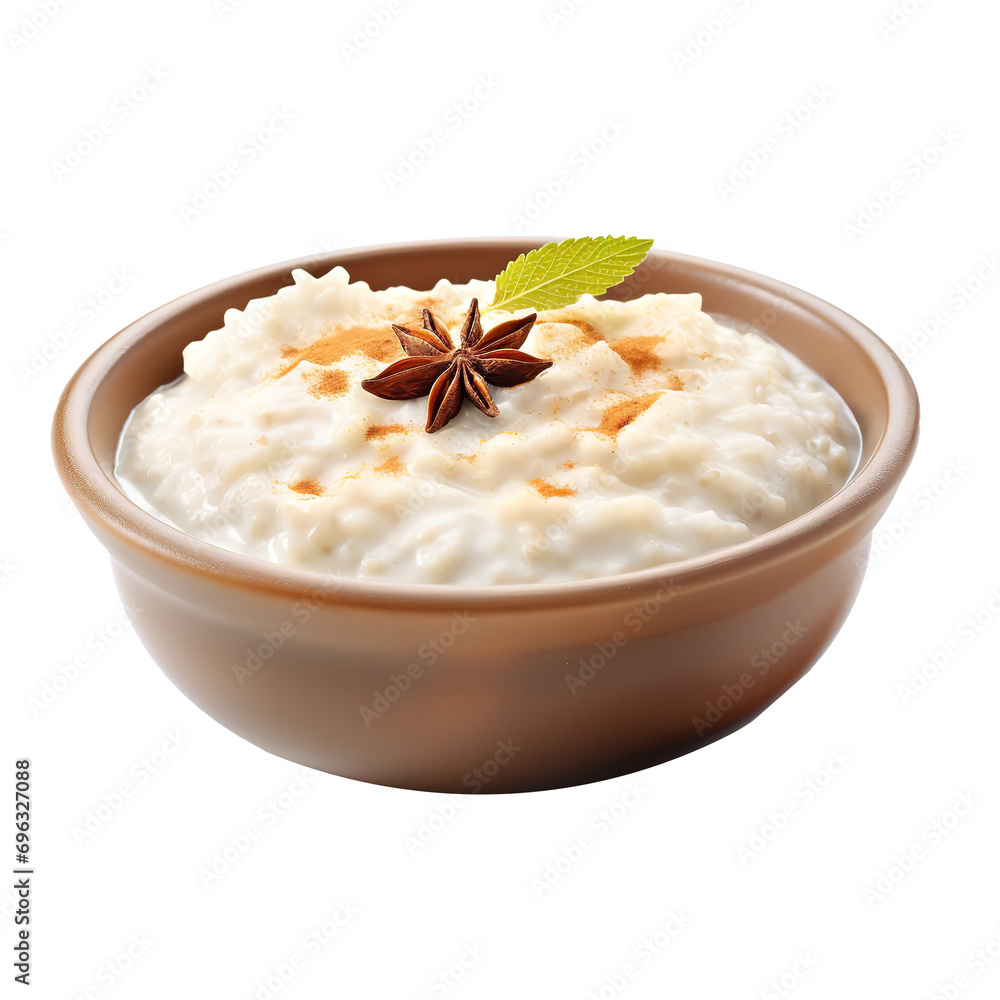 So Sweet Rice Pudding Sprinkled Isolated On White Background So Sweet Rice Pudding Sprinkled Isolated On White Background