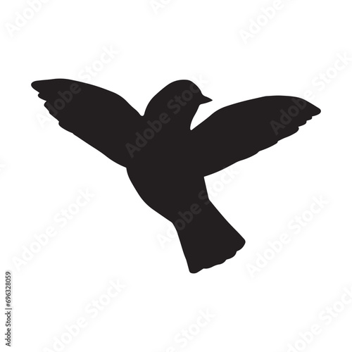 羽ばたく　羽を広げた鳥のシルエットモノクロイラスト　 photo
