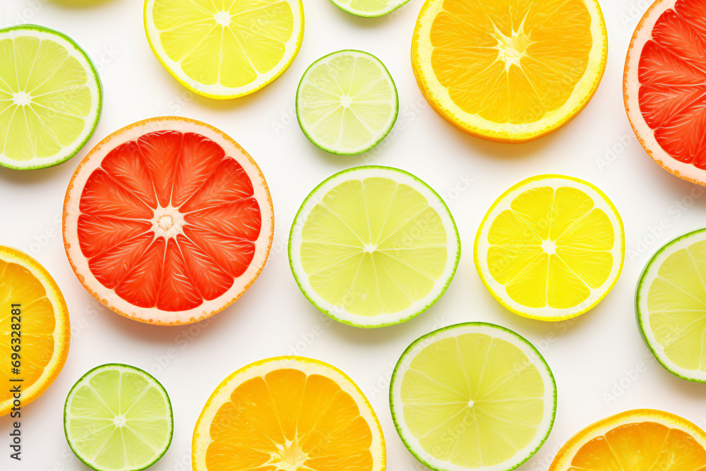 Citrus Fruits Background, concept of healthy eating, dieting, top down flat lay Background
