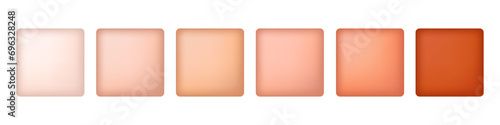 Peach color set. Art design Wedding color palette. Example of harmonious pastel color spots combination isolated on white background. Peach color elements for fashion Vector illustration. Art design.
