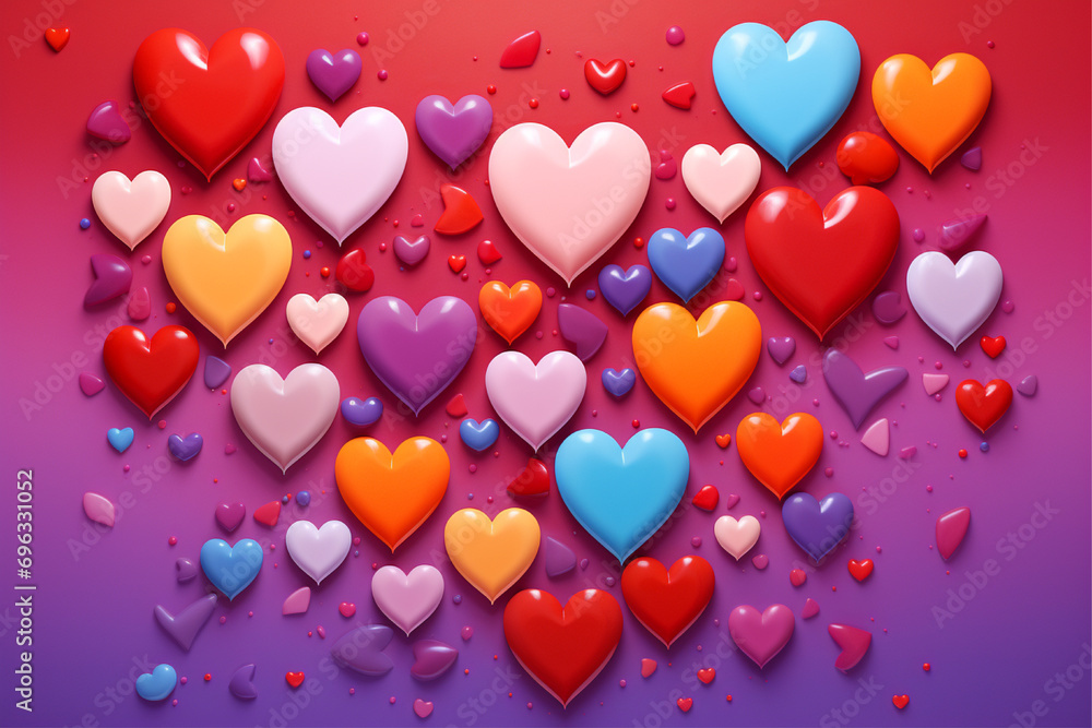 modern greeting card for valentine's day, featuring colourful hearts and hearts on a red background modern greeting card for valentine's day, featuring colourful hearts and hearts on a red background