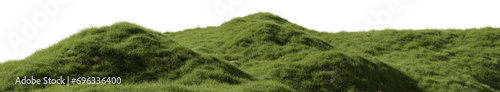 Meadow and Grassland mountain with isolated on transparent background - PNG file, 3D rendering illustration for create and design or etc