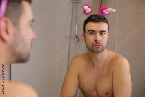 Wall Mural Mischievous man ready for his bachelorette party