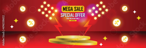 Sale banner template design . Super Sale, end of season special offer banner. vector illustration. photo