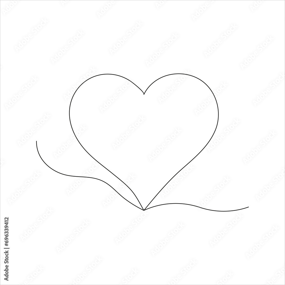 Continuous one line love drawing art design
