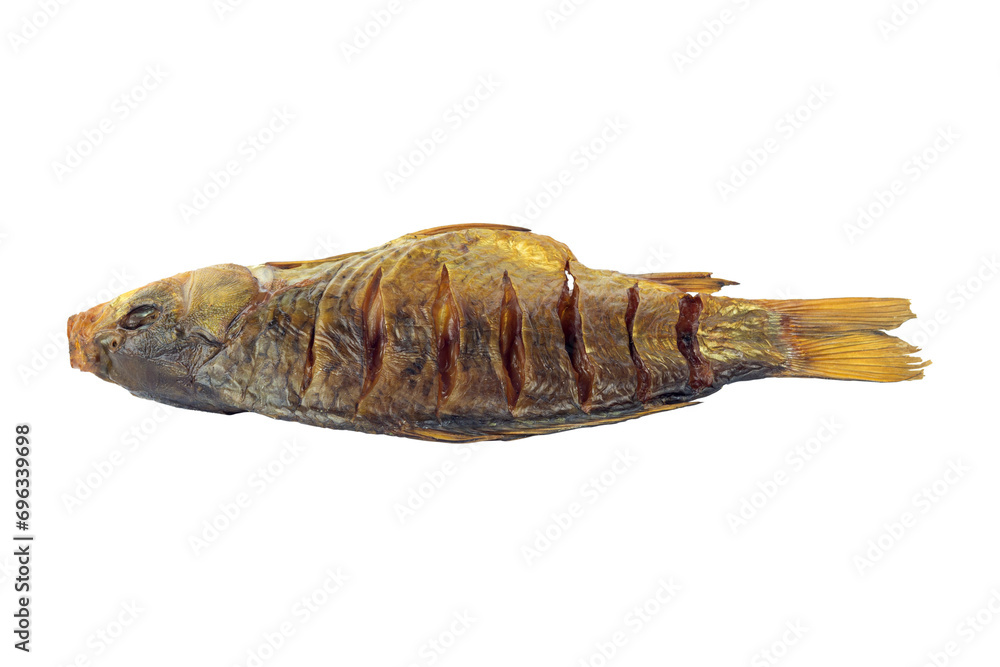 smoked fish, smoked bream, isolated from background smoked fish, smoked bream, isolated from background