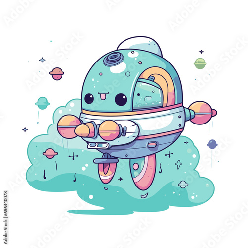 kids spaceship kawaii character. vector illustration