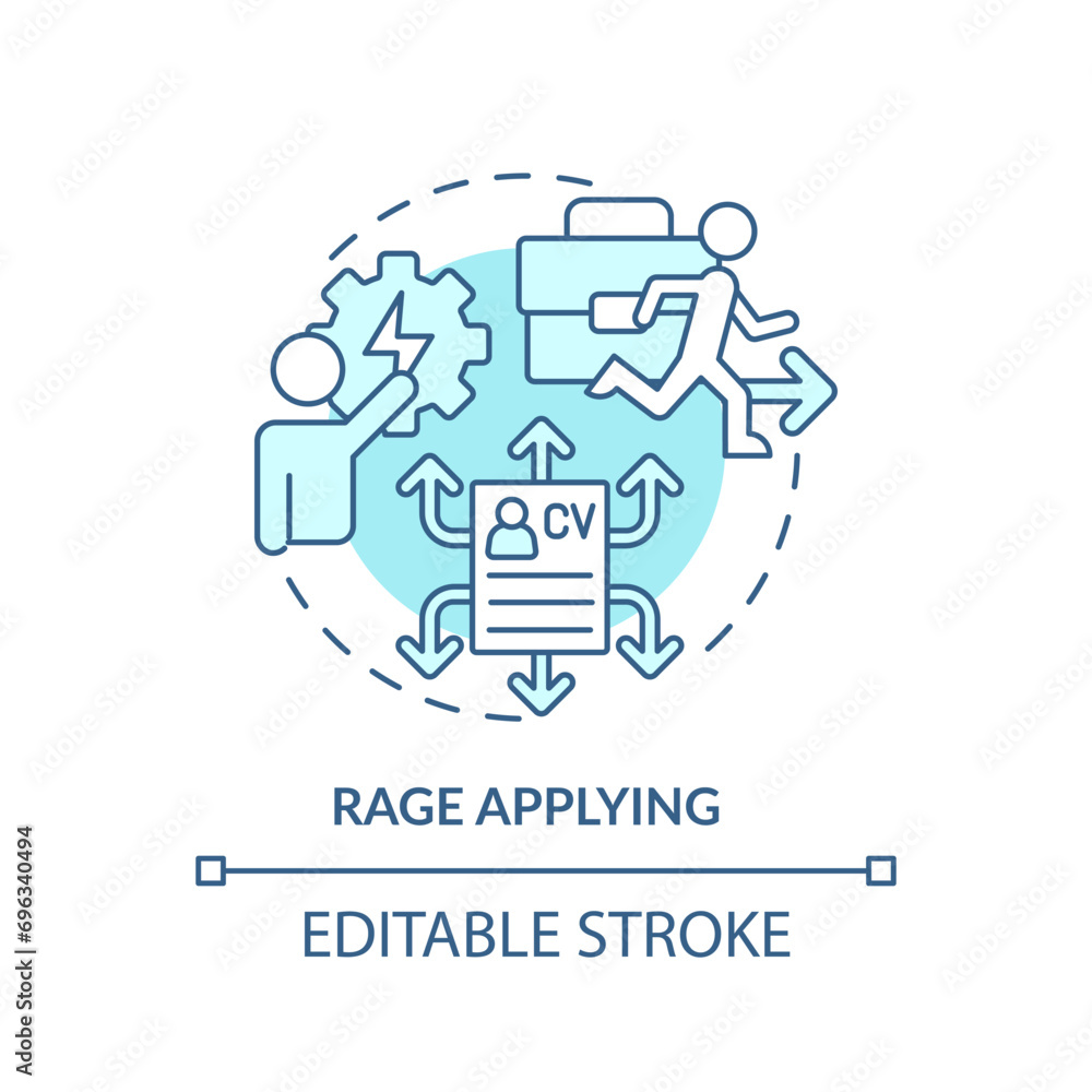 2D editable blue rage applying icon, monochromatic isolated vector, thin line illustration representing workplace trends.