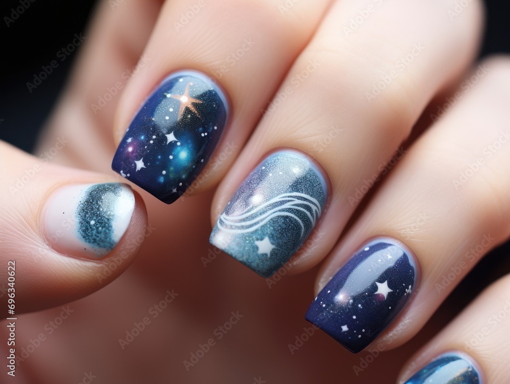 Beautiful manicure. Long almond shaped nails. Nail design. Manicure with gel polish. Close-up of the hands of a young woman with a gentle manicure on her nails. Bright nails with gel polish. Beautiful manicure. Long almond shaped nails. Nail design. Manicure with gel polish. Close-up of the hands of a young woman with a gentle manicure on her nails. Bright nails with gel polish.