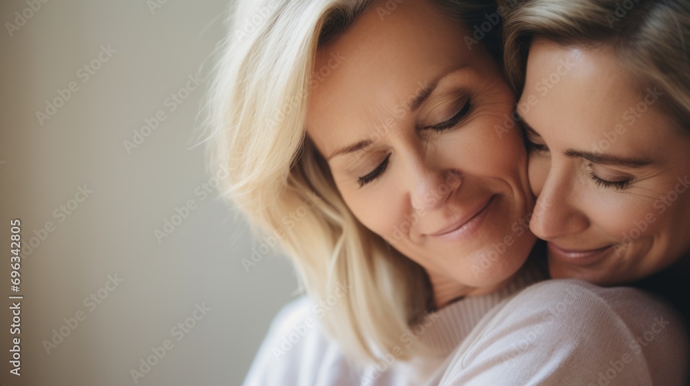 Happy senior woman enjoying in daughter's affection on Mother's day. Happy senior woman enjoying in daughter's affection on Mother's day.