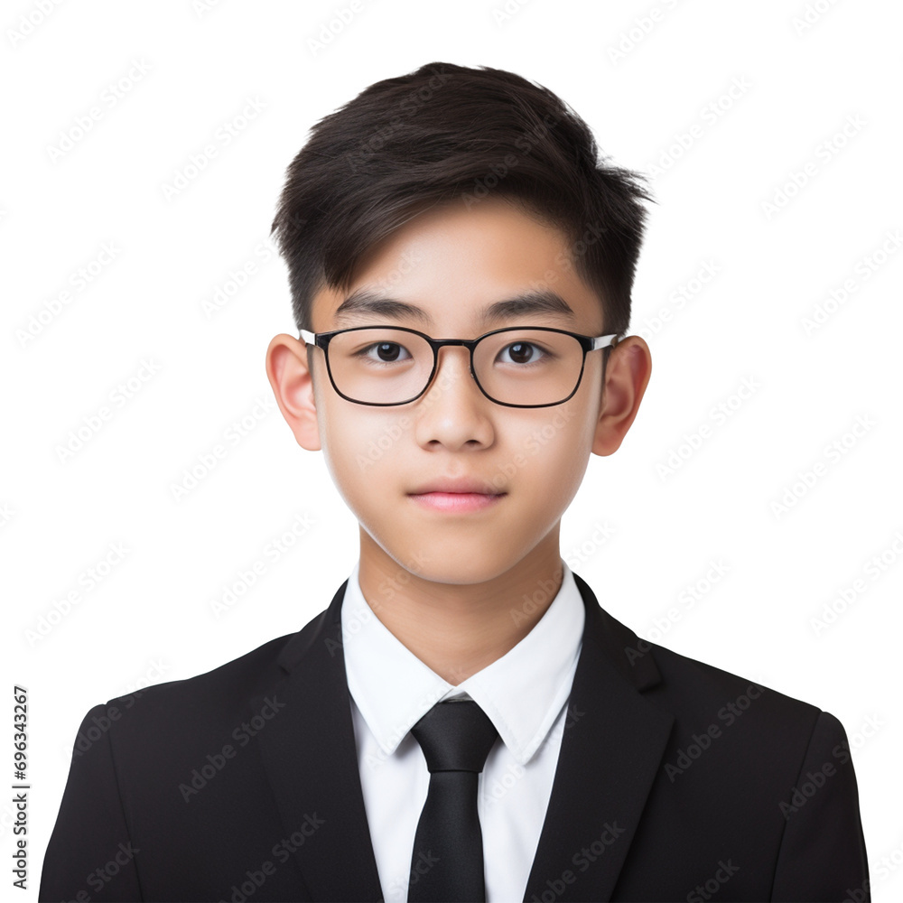 handsome Asian teenage boy looking smart, ai technology