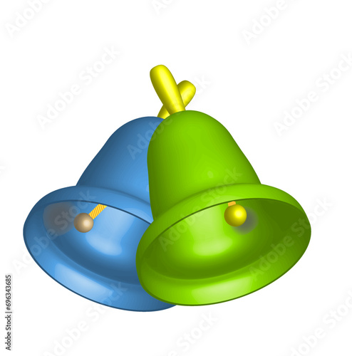 Two colored bells isolated on white background. Vector illustration.