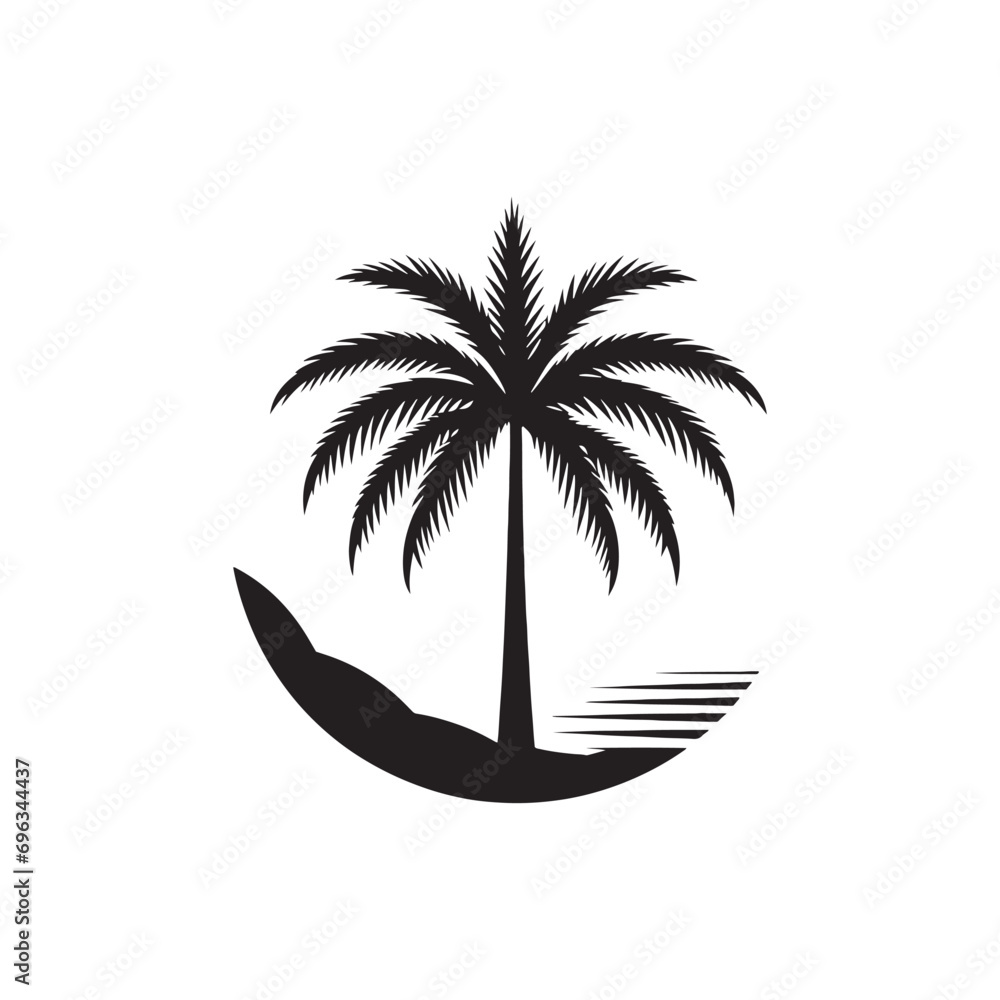 Palm Tree Silhouette: Elegant Vector Illustrations Showcasing the Serenity of Palm Tree Silhouettes - Palm Tree Black Vector
