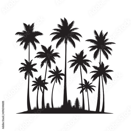 Palm Tree Silhouette  Stylized Palm Trees Evoking a Sense of Tranquility and Summer - Palm Tree Black Vector 