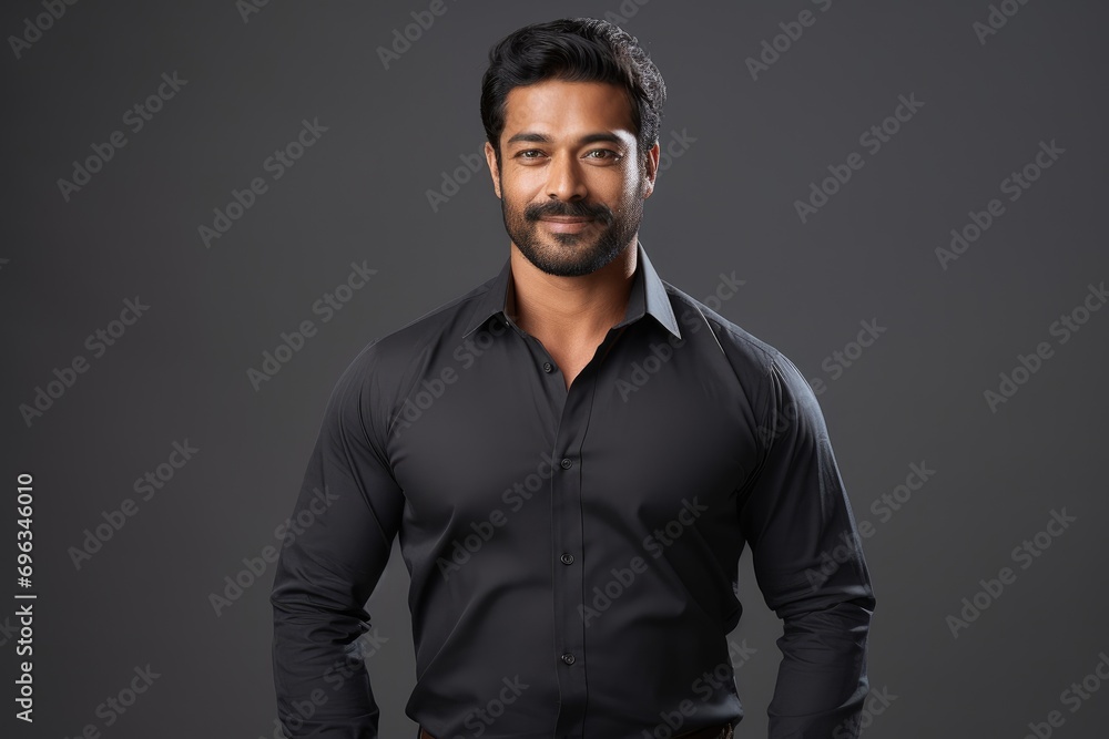 Obraz premium A man in a black shirt posing for a picture