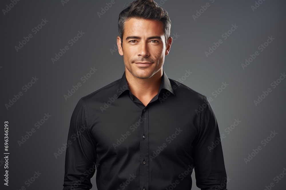 Fototapeta premium A man in a black shirt posing for a picture