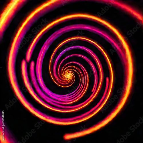 Glowing neon spiral on a black background 