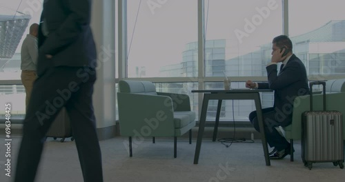 Business PeopleWorking in Airport Departure Lounge photo