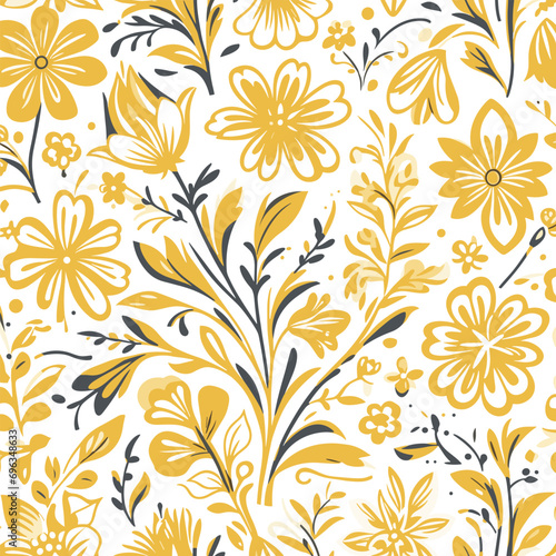Free vector seamless floral pattern on uniform background