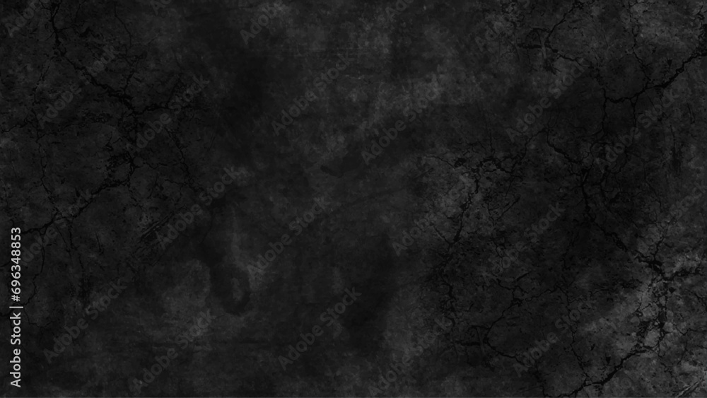 Fototapeta premium Dark black grunge textured concrete old blackboard and chalkboard rough background. Panorama dark grey black slate background or texture. Vector black concrete texture. Stone wall background.