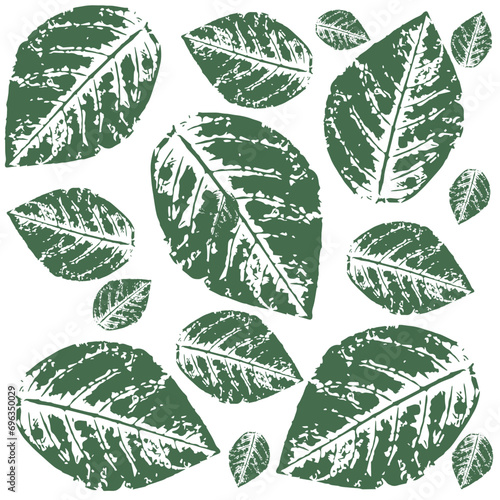 Leaves print grunge hand drawn illustration background pattern
