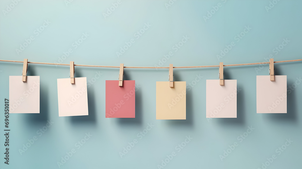 photo frames hanging on rope, empty Polaroid photos hanging photo frames hanging on rope, empty Polaroid photos hanging