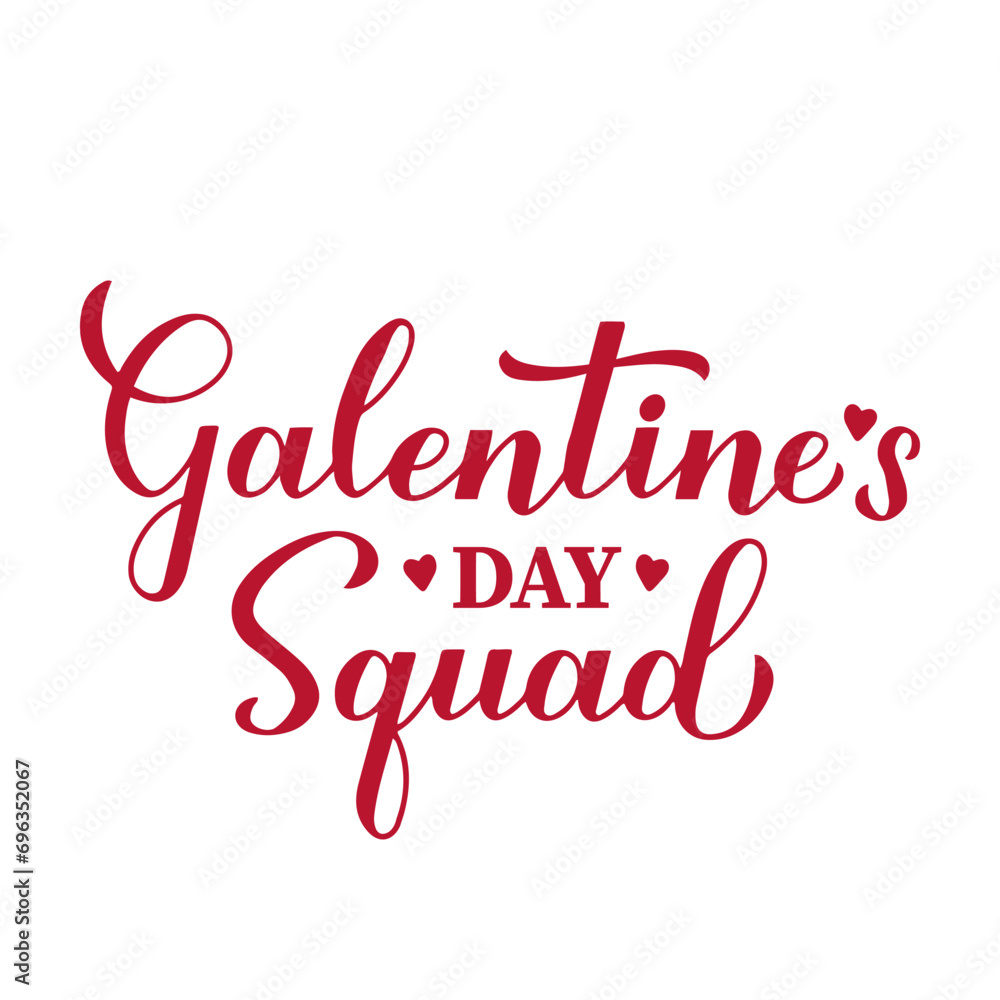 Galentines Day Squad calligraphy lettering. Valentines Day quote. Vector template for greeting card, poster, flyer, banner, sticker, t-shirt, etc.