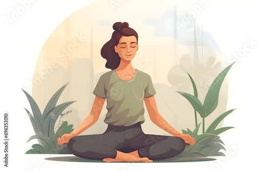 Wallpaper Mural Illustration einer Frau im Lotussitz macht Yoga im Studio, Entspannung, erstellt mit generativer KI Torontodigital.ca