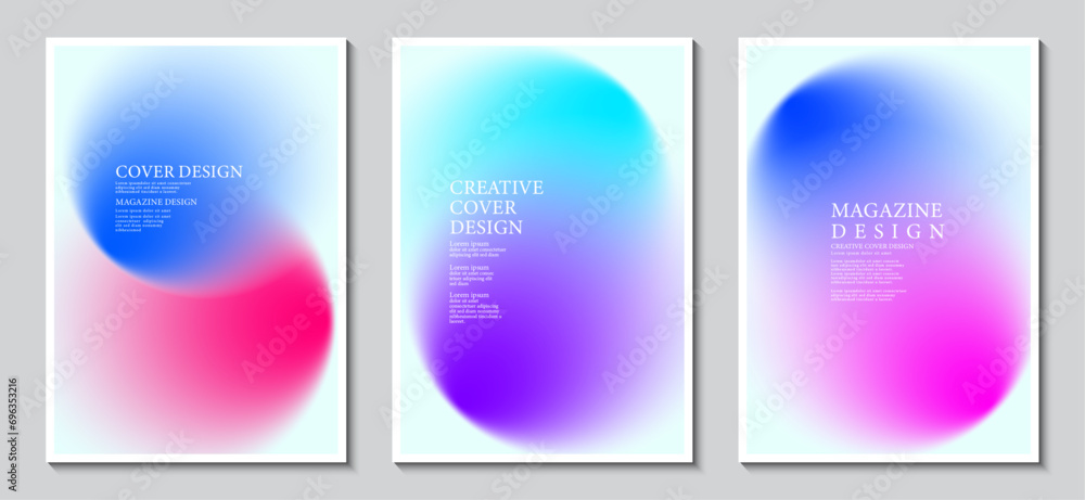 Blurred backgrounds set with modern abstract blurred color gradient patterns. Idea templates collection for brochures, posters, covers, flyers and cards. Vector Illustrator EPS.