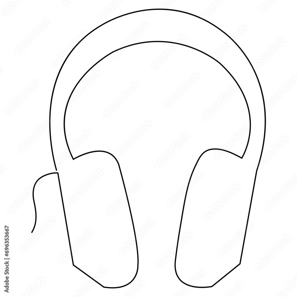 Obraz premium Continuous headphones design in single line art drawing outline vector illustration