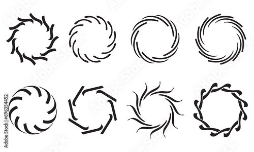 Collection of abstract circle logos. Abstract radial lines logo. Abstract circular border photo
