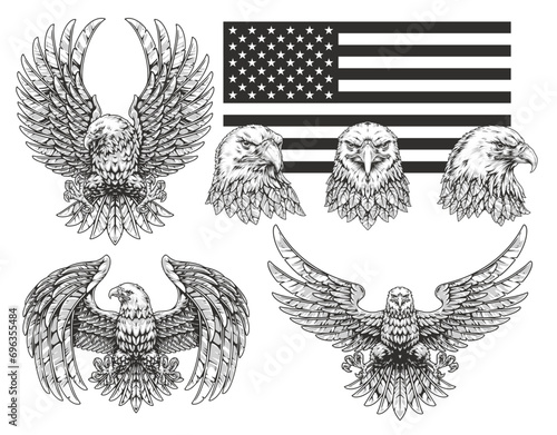 American eagle monochrome set emblem