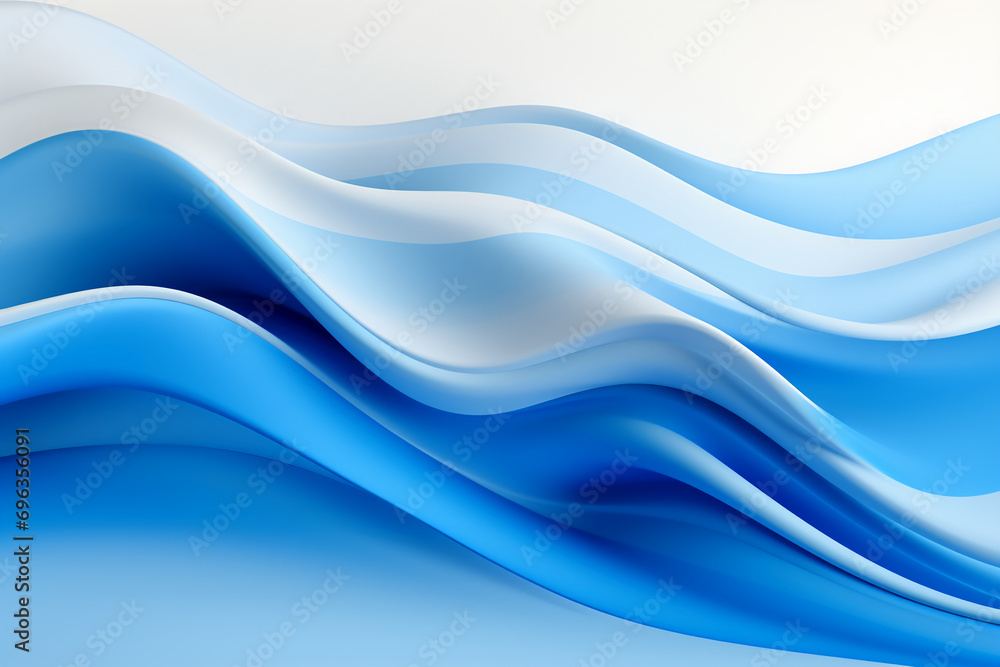 Obraz premium waves abstract minimalist bright electric blue and white on white background, 4k