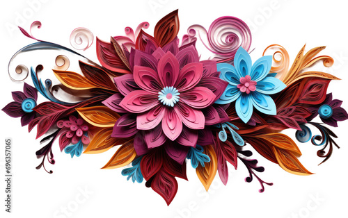 Quilled Paper Art On Isolated Background