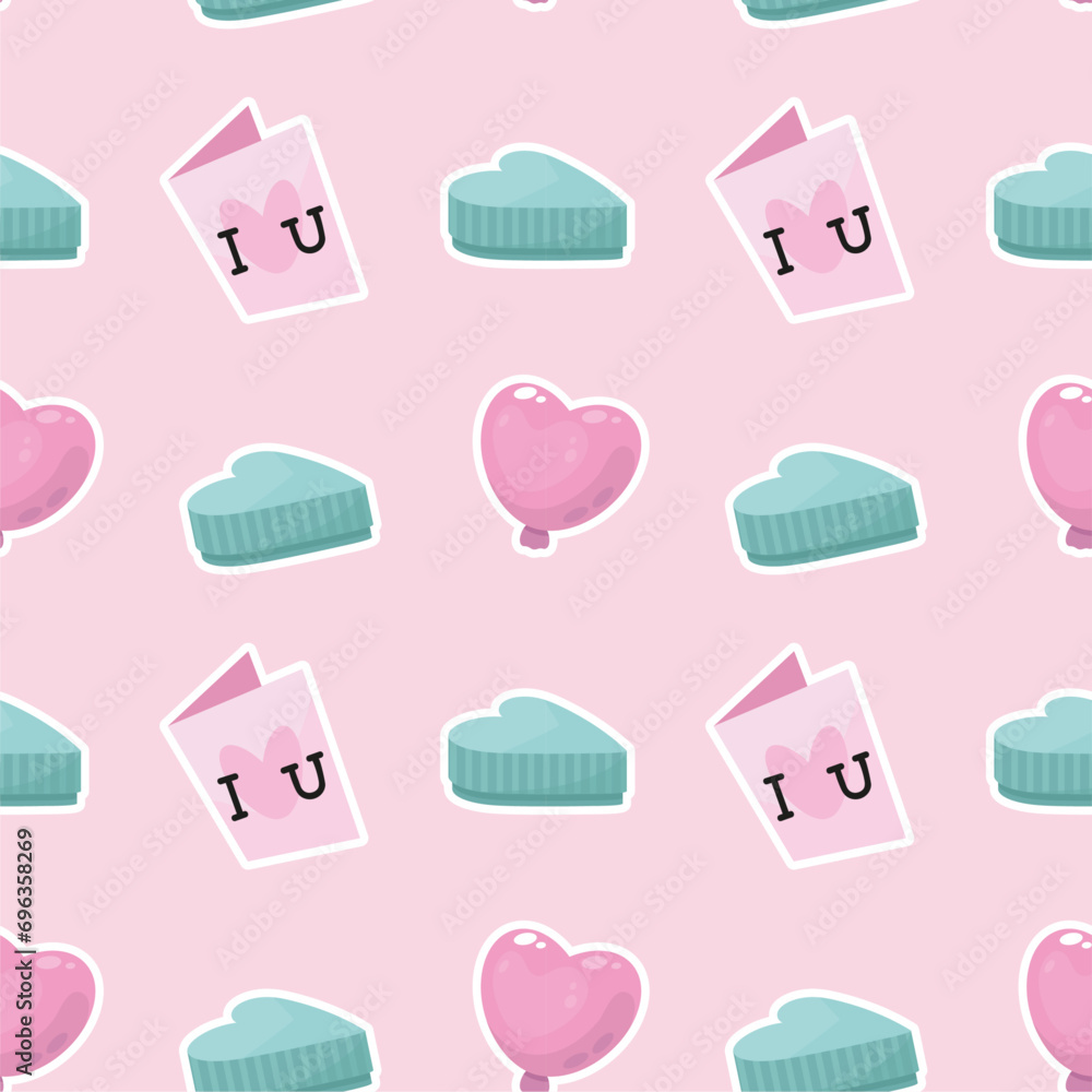 Valentines day seamless pattern with gift and heart Valentines day seamless pattern with gift and heart