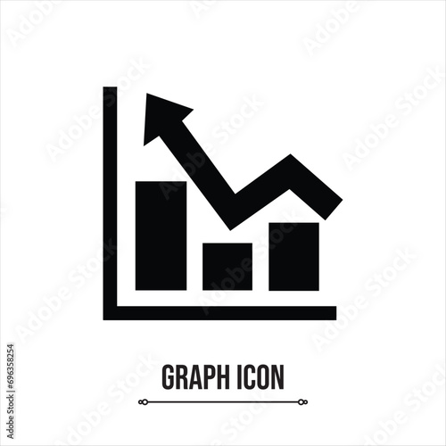 Graph icon. Business analytics chart symbol. Black flat web icon on white background.