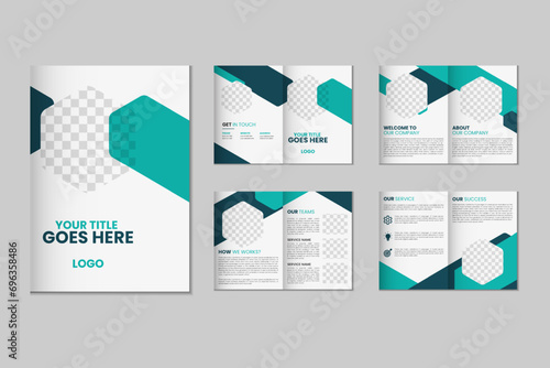 8 page a4 size brochure template design, corporate business flyer brochure, modern bi fold magazine brochure, annual report template design