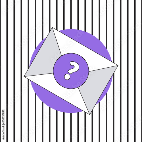 Sealed envelope with purple circle and question