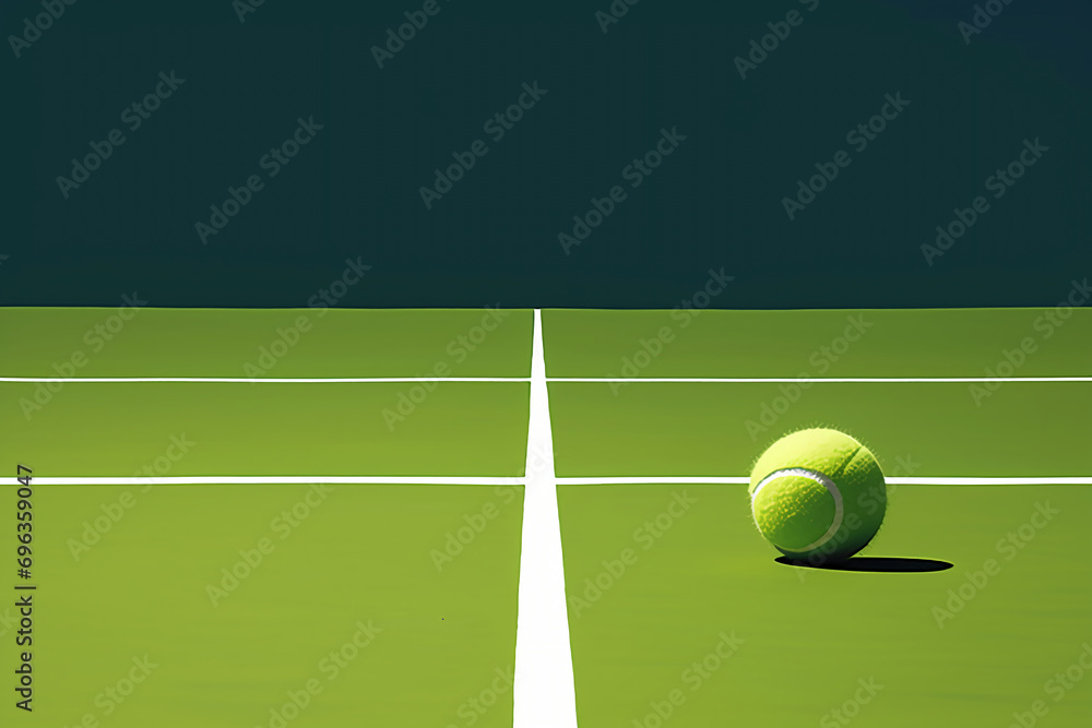tennis ball and green court, in the style of minimalist sets, minimalist expressionism, john sloane, close up, pop art prints, 4k
